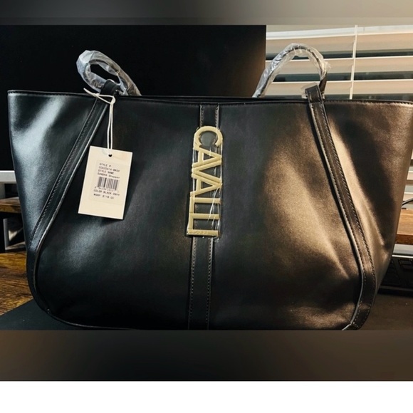 Cavalli Black Tote Bag with Gold Logo - Picture 4 of 4